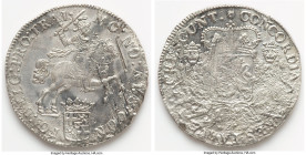 Utrecht. Provincial "Hollandia" Ducaton (Silver Rider) 1742 AU (Shipwreck Effect), KM92.1, Dav-1832. Accompanied by COA. Salvaged from the "Hollandia"...