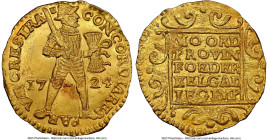 Utrecht. Provincial "Akerendam" gold Ducat 1724 MS65 NGC, Utrecht mint, KM7.4, Fr-284. Salvaged from the "Akerendam" (sunk in 1725 off Runde Island, N...