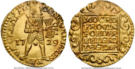 Utrecht. Provincial gold "Vliegenthart" Ducat 1729 UNC Details (Obverse Cleaned) NGC, KM7.4, Fr-285, Vanhoudt/Saunders-1422. Salvaged from the Vliegen...