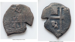 Philip V "Santa Leocadia" Cob 2 Reales 1746 L-V Fair (Shipwreck Effect), Lima mint, KM32, Cal-760. 3.65gm. Accompanied by COA. Salvaged from "Santa Le...