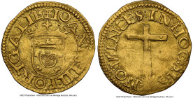 Joao III gold Cruzado Calvário ND (1521-57) AU53 NGC, Lisbon mint, Gomes-179.07. 3.51gm. A stunning example of the 2nd Type, Cross with nails variety ...