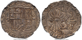 Ferdinand & Isabella 4 Reales ND (1474-1504) S-D AU53 NGC, Seville mint, Cal-564. 13.69gm. Square D assayer. Virtually free of circulation wear. Ex. H...