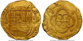 Philip II gold Cob 4 Escudos ND (1556-1598) S-D MS64 NGC, Seville mint, Cal-887. 13.48gm. Square D assayer. A near-Gem example possessing a scarce lev...