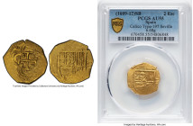 Philip III gold 2 Escudos ND (1598-1612) S-B AU55 PCGS, Seville mint, Cal-1050. 6.68gm. OMNIVM type. HID09801242017 © 2024 Heritage Auctions | All Rig...