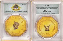 Republic gold "S.S. Central America" California Gold Rush Nuggets of 1.5gm 1857-Dated PCGS, 1.5gm. Salvaged from the "S. S. Central America" (sunk in ...