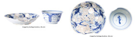 Unknown Shipwreck Porcelain Tea Cup and Saucer ND (ca. 1700's), Total weight: 146.64gm. 116x25mm (saucer). 74x40mm (cup). Accompanied by COA. A striki...