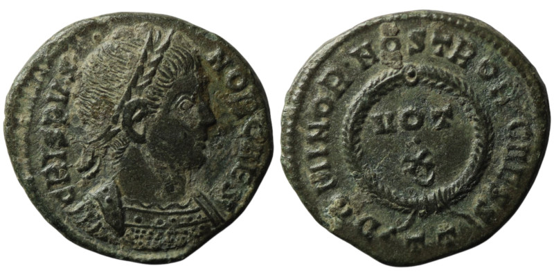 Crispus, as Caesar (AD 316-326). Ticinum
AE Follis (19mm, 3,26g)