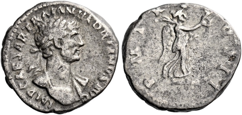 Hadrian augustus, 117–138 

Quinarius 118, AR 15 mm, 1.94 g. IMP CAESAR TRAIAN...