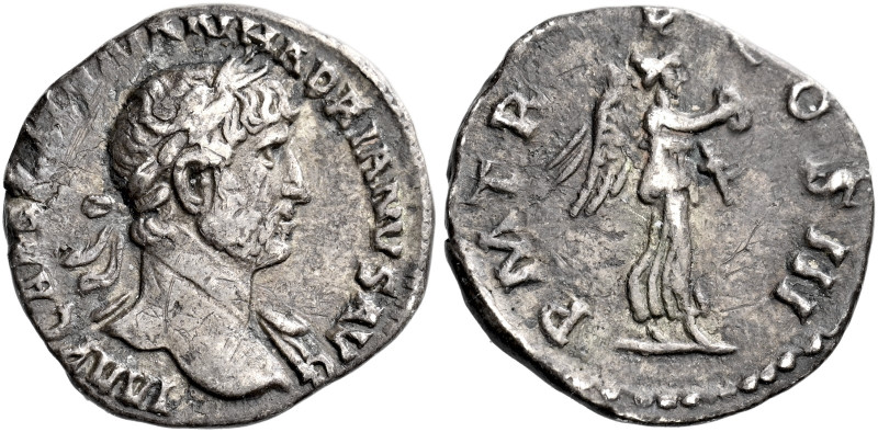 Hadrian augustus, 117–138 

Quinarius circa 120-121, AR 15 mm, 1.21 g. IMP CAE...