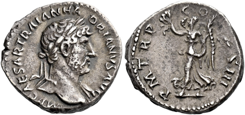 Hadrian augustus, 117–138 

Quinarius circa 120-121, AR 16 mm, 1.88 g. IMP CAE...
