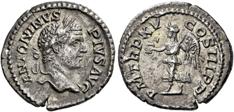 Caracalla augustus, 193–217 

Quinarius 212, AR 15 mm, 1.39 g. ANTONINVS – PIV...