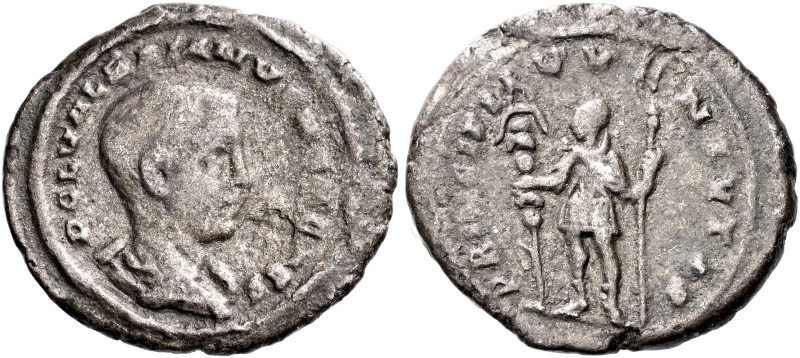Valerian II caesar, 256-258 

Quinarius 256-258, Billon 15 mm, 1.56 g. P C L V...