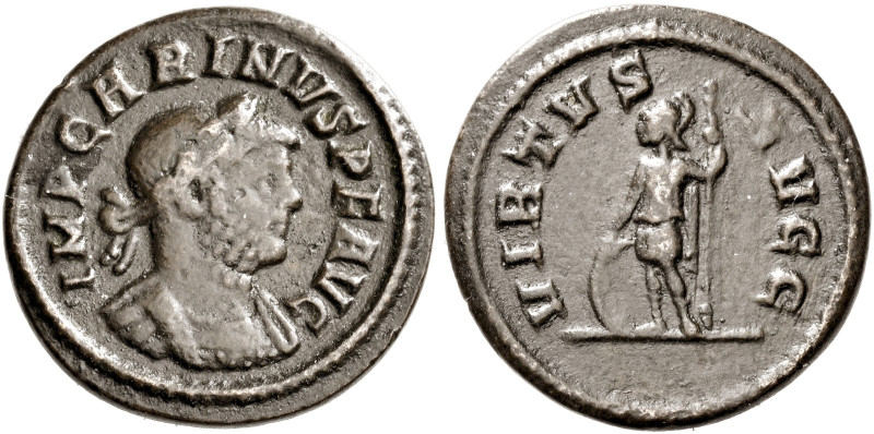 Carinus augustus, 283–285 

Quinarius 283-284, Billon 15 mm, 416 g. IMP CARINV...