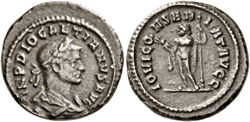 Diocletian, 284–305 

Quinarius 285, Billon 15 mm, 1.97 g. IMP DIOCLETIANVS AV...