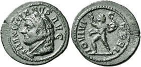 Maximianus Herculius, 286–305 

Quinarius, Treviri 293-294, Billon 16 mm, 1.25 g. MAXIMIANVS AVG Head l. wearing lion skin. Rev. IOVI VICTORI Jupite...