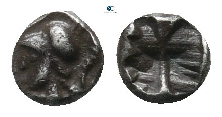 Asia Minor. Uncertain mint circa 500 BC. 
Tetartemorion AR

4 mm., 0,14 g.
...