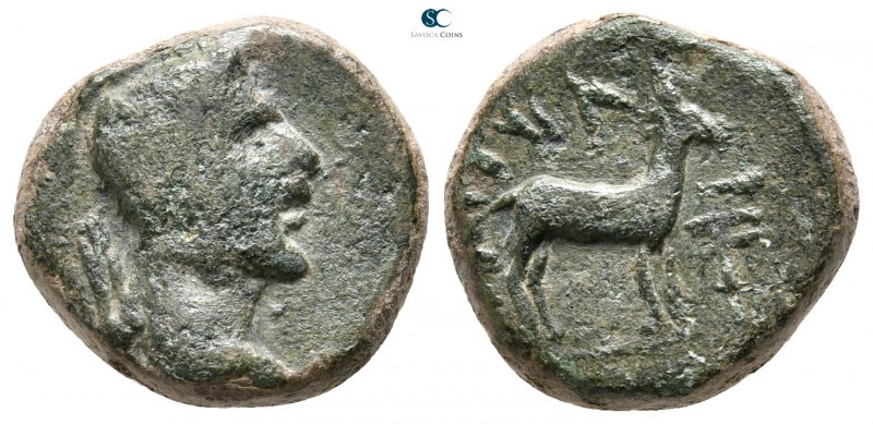 Asia Minor. Uncertain mint or Amyzon, Caria circa 200-0 BC. 
Bronze Æ

15 mm....