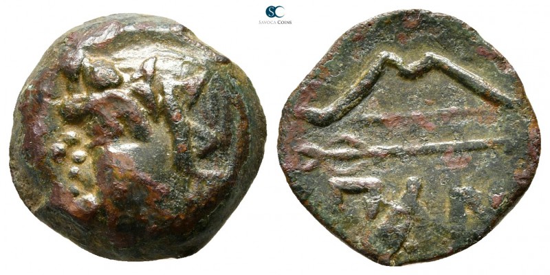 Cimmerian Bosporos. Pantikapaion 340-325 BC. 
Bronze Æ

15 mm., 2,52 g.


...
