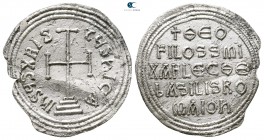 Theophilus, with Michael III AD 829-842. Constantinople. Miliaresion AR