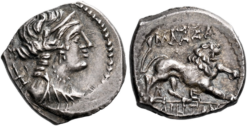 Greek Coins Gaul, Massalia 

Tetrobol circa 130-121, AR 16 mm, 2.7 g. Laureate...