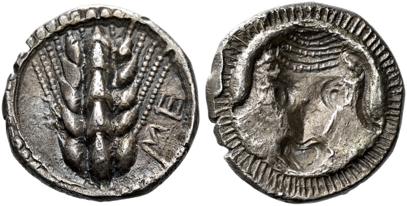 Greek Coins Lucania, Metapontum 

Triobol circa 470-440, AR 12 mm, 1.23 g. ME ...