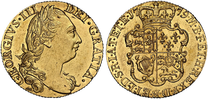 George III, 1760-1820. 

AV Guinea, 1779. Fourth laureate bust right, rev. cro...