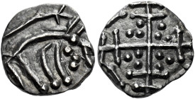Early Anglo-Saxon Period

Sceatta coinage, Primary phase, c.680-710. AR Sceat, Series Z related. Linear beast right, rev. cross crosslet, three pell...