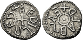 Kings of Northumbria

Aethelred I with Archbishop Eanbald, 779-780. AR Sceat. +AEDILRED around cross, rev. +EANBALD (retrograde), pellet in boss in ...