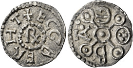 Kings of Kent

Ecgberht, c. 775-c.779. AR Penny, Canterbury, Eoba. Rx in pelleted circle, +ECGBERHT, rev. annulet cross, E(retrograde)OBA in angles....
