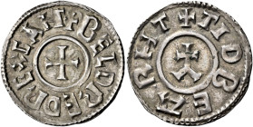 Kings of Kent

Baldred, 823-825. AR Penny, Non portrait type, Canterbury, Tidbearht. Cross, +BELDRED REX CANT, rev. cross pattée with one limb fourc...