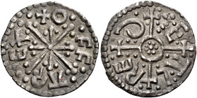 Kings of Mercia

Offa, 757-796. AR Penny, Light coinage (c.780-792), non portrait type, Canterbury, Ealred. +OFFΛ REX in angles of cross crosslet ov...