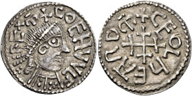 Kings of Mercia

Coenwulf, 796-821. AR Penny, Group III (805-821), portrait type, London, Ceolhard. Diademed bust right, +COENVVLF REX m, rev. cross...