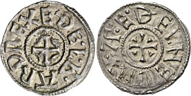 Kings of East Anglia

Aethelweard, c.840-c.855. AR Penny, Non portrait type, mint in East Anglia (Ipswich?), Aethelhelm. Cross pattée with crescents...