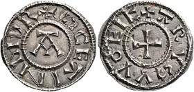 The Southern Danelaw

St. Edmund Memorial Coinage, c.895-c.910. AR Penny, Early issue, mint in East Anglia (Ipswich), Arus. Alpha, + SC EΛINMD R, re...
