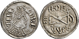 The Southern Danelaw

Imitations of Alfred's Coinage, c.880-910. AR Penny, "London Monogram" type, Herewulf. Bust right with prominent diadem, ÆLFR ...