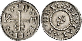 Viking Northumbria

Cnut, c.895-902. AR Penny, York. Patriarchal cross, CNVT at terminals, REX and trio of pellets in angles, rev. small cross with ...