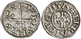 Viking Northumbria

Cnut, c.895-902. AR Penny, York. Patriarchal cross, CNVT at terminals, REX and pellets in angles, rev. Karolus monogram, EBRAICE...