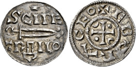 Hiberno-Norse Vikings of York

St. Peter of York coinage, c.921-925. AR Penny, Sword and cross type, York. Sword dividing SCI PE TR IIO, inverted vo...