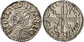 Late Anglo-Saxon

Aethelred II, 978-1016. AR Penny, Helmet type (c.1003-1009), Oxford, Britwine. Rev. +BYRNTPNE M;O OXN. 1.42 g. SCBI Mack 996 - thi...