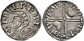 Late Anglo-Saxon

Harthacnut, 1035-1042. AR Penny, Danish helmeted type, Lund, Othencar. In the name of Aethelred. Rev. +OÐÐENCAR O LVD. 0.96 g. Hbg...