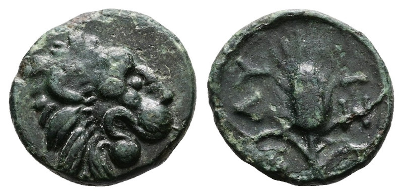 Thrace. Lysimacheia, circa 225-198 BC. Bronze (14.5 mm, 3.31 g.). Lion head to r...