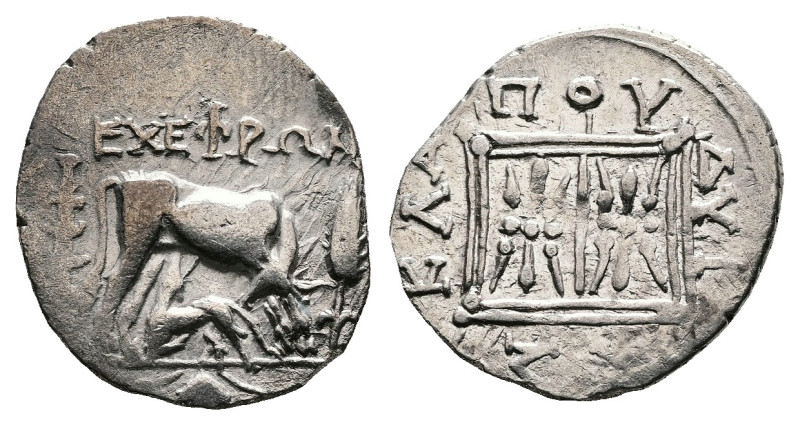 Illyria. Dyrrhachion, circa 210-55 BC. Silver Drachm (17.5 mm, 3.23 g.). Echephr...