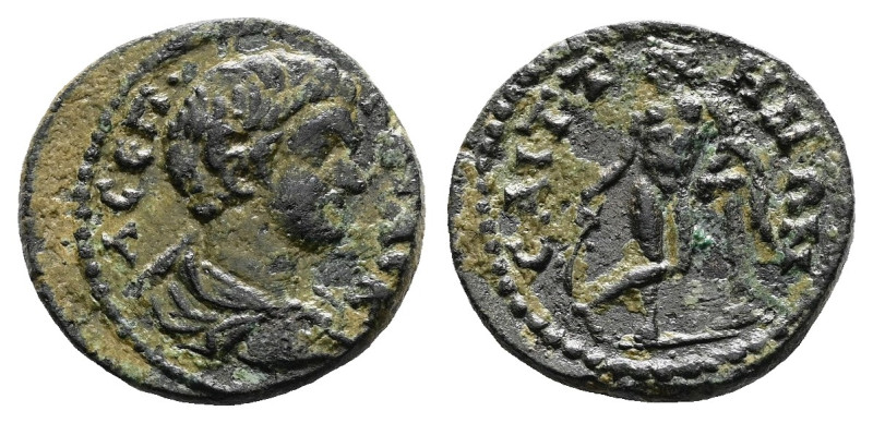 Lydia. Saitta. Geta as Caesar, AD 198-209. AE (17.1 mm, 2.62 g.). Λ CEΠ ΓETAC K,...