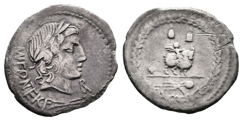 Republic. Mn. Fonteius, 85 BC. AR Denarius (20.4 mm, 3.42 g.). Rome mint. MN•FON...