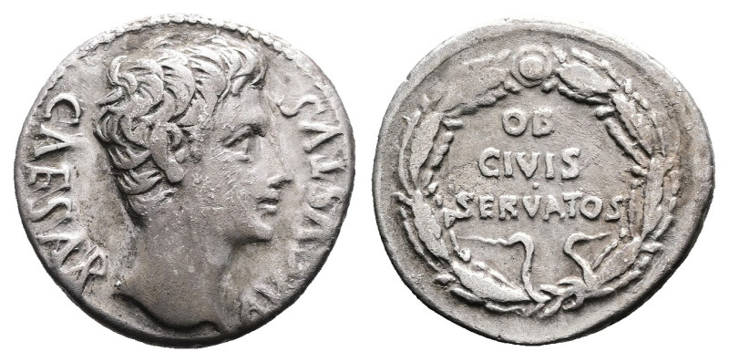 Augustus, 27 BC – 14 AD. AR Denarius (18.8 mm, 3.74 g.). Uncertain Spanish mint ...