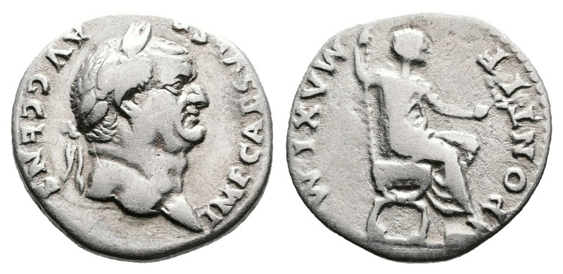 Vespasian, AD 69 – 79. AR Denarius (18.1 mm, 3.26 g.). Rome mint, AD 74. IMP CAE...