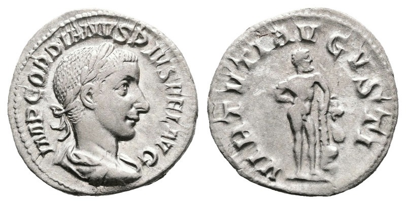 Gordian III, AD 241-243. Silver Denarius. Rome. IMP GORDIANVS PIVS FEL AVG, laur...