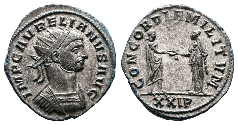 Aurelian, AD 270-275. Silvered Bronze Antoninianus.(21,5 mm, 3.79 g.). Siscia. I...