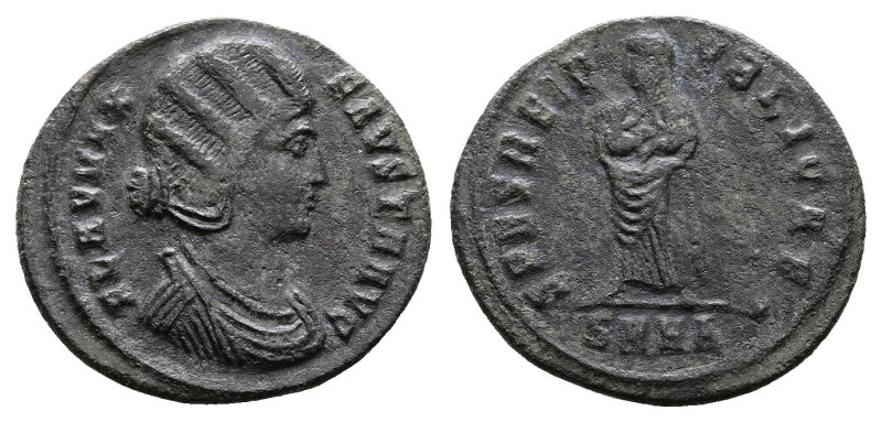 Fausta, AD 325-326. Bronze Follis. (20 mm, 2.81 g). Heraclea. FLAV MAX-FAVSTA AV...
