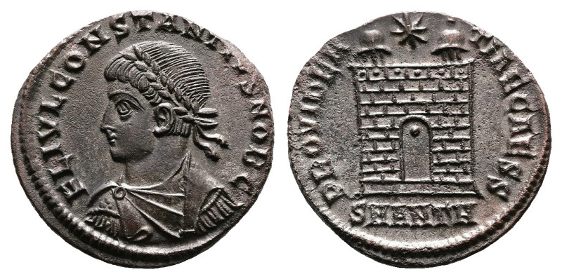 Constantius II, AD 330-334. Bronze Follis. (19 mm, 2.86 g.). Antioch. FL IVL CON...